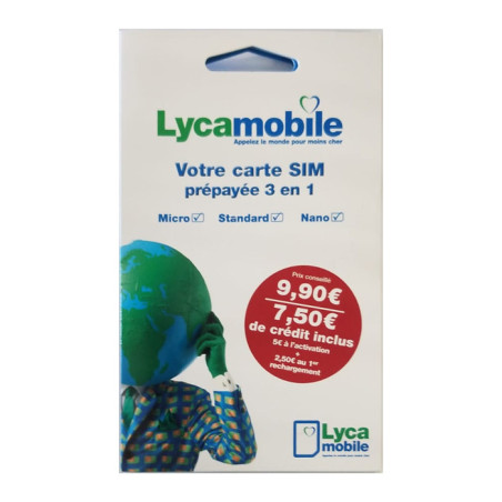 Carte SIM Prépayée Lyca mobile 7,5€ de Crédit Inclus — Reconditionné Garanti 12 mois · Smarty Paris